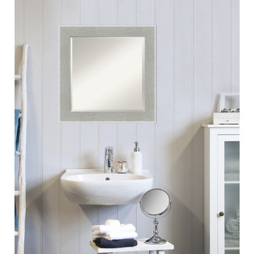 Glam Linen Grey Beveled Bathroom Wall Mirror - 25 x 25 in.