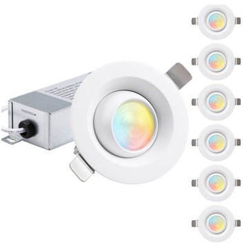 6 Pack 3" 5CCT Eyeball Recessed Light Dimmable Swivel Adjustable Downlight