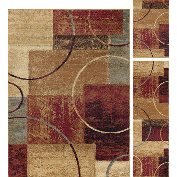 Tacoma Contemporary Abstract Area Rug, Multi-Color, 5'x7', 20''x60'', 20'' X