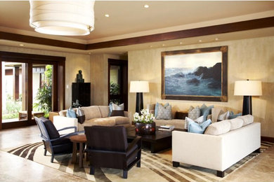 Example of a trendy living room design in Hawaii