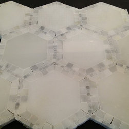 Glacier White Hexagons with Carrara micro mosaics polished - Tile