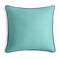 Aqua Outdoor Pillow with Navy Cord - Outdoor Cushions And Pillows