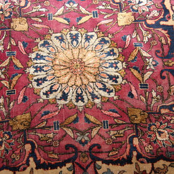 Restoration of this rare antique handmade silk and wool Persian carpet. - Floor Rugs