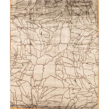 Pasargad Home Modern Hand-Knotted Lamb's Wool Area Rug 3' 0" X 3' 0" Beige