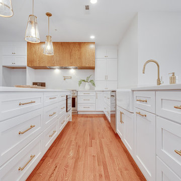 White Kitchen With Wood Tones