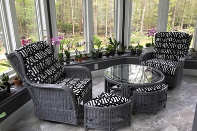 Sunroom - small contemporary slate floor and gray floor sunroom idea in New York with a standard ceiling