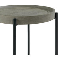 Brookline 20 in Round Wood with Gray Concrete-Coating End Table