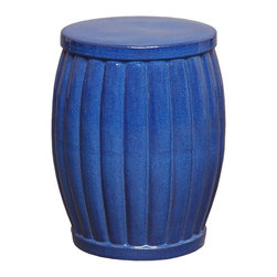 Blue Fluted Garden Stool - Home Decor