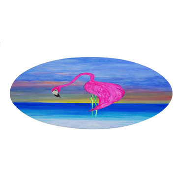 Flamingo designs coastal home chenille Area Rugs  60 inch from my art., Hot Pink