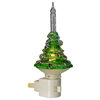 6.5" Green and White Christmas Tree Bubble Night Light