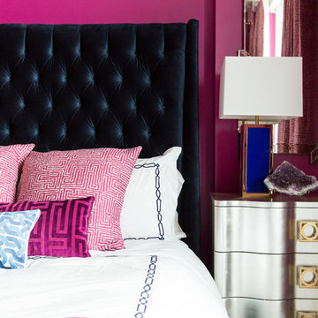 Magenta and Navy Pad Bedroom