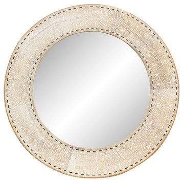 Large Bleached Wood Zellige Inlay Mirror