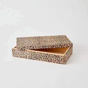 Elegant Cheetah Print Hair on Hide Box Decorative Animal Print, Large - 17 Inch