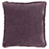 Washed Cotton Velvet WCV-001 Pillow Cover, Bright Purple, 22"x22"