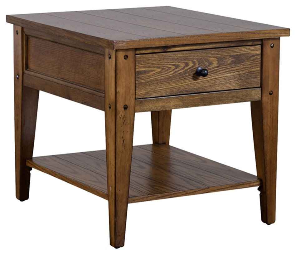 Lake House Medium Brown 3 Piece Set (1-Cocktail 2-End Tables)
