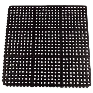 Black Interlocking Anti-Fatigue Rubber Doormat