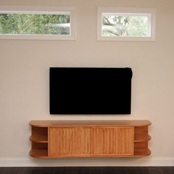 Custom Floating Entertainment Center Cabinet with 2 Bypass Sliding Doors