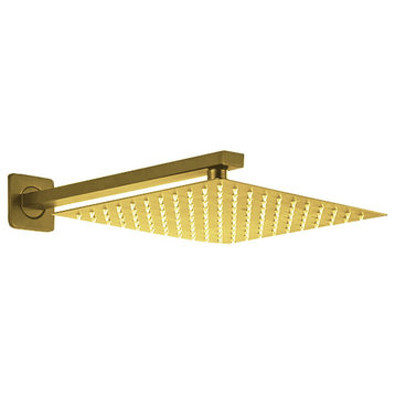 BathSelect Designer Gold Finish Brass 12" Shower Head