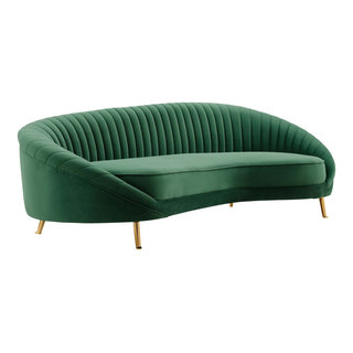Camber Channel Tufted Performance Velvet Sofa Midcentury Sofas