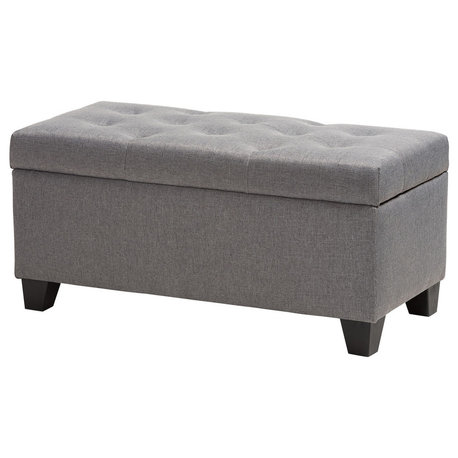 Michaela Fabric Upholstered Storage Ottoman, Gray