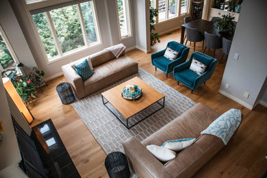 Living room - craftsman living room idea in Seattle