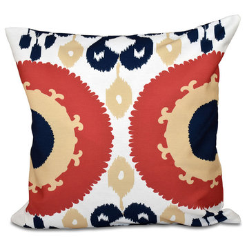 Boho , Geometric Outdoor Pillow, Coral, 20"x20"