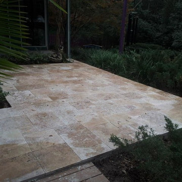 Noce Travertine French Pattern patio remodels