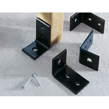 Bench Anchor Bracket Accessory in Black Powder Coated Stainless Steel, Set of 4
