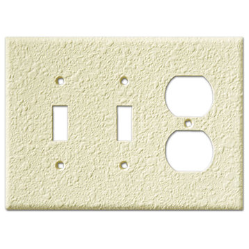 InvisiPlate Two Outlet Two Toggle Combo Paintable Plate Cover, Orange Peel