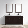 Fayer 60" Double Sink White Vanity With Carrara Marble Top, Espressal