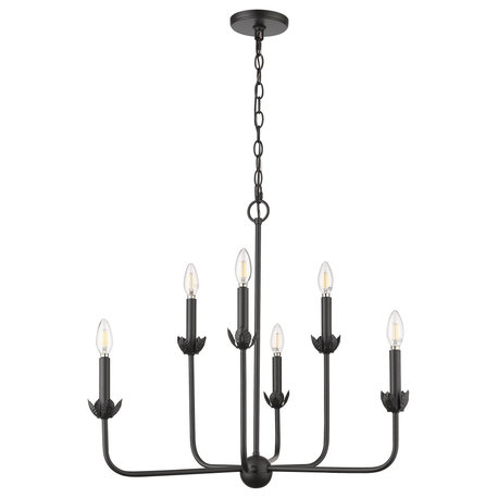 6 Light 25.625 in. Matte Black Chandelier