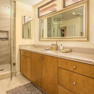 Escondido Bathroom Renovation featuring Maple Rye Southcoast Cabinets