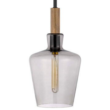 Cal Lighting FX-3779-1 Swindon 8"W Wood Mini Pendant - Black