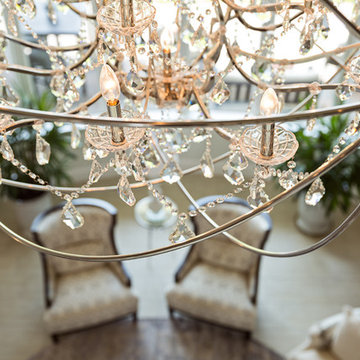 Foucaults Orb Extra Large Polished Nickel Crystal Chandelier in Great Room