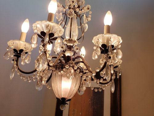 Chandelier On An Extra Vaulted Ceiling, Rewiring A Crystal Chandelier Without Taking It Down The Wall