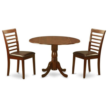 Atlin Designs Wood Dining Set with Leather Seat in Mahogany
