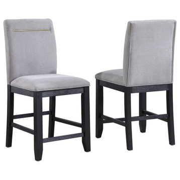 Yves Rubbed Charcoal and Light Gray Fabric Counter Chair