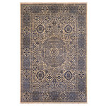 Bareens Designer Rugs - Southwestern Mamluk Celestin Beige/Blue Wool Rug - 8'0'' x 9'10'' - With strict standards of craftsmanship and quality of materials used this magnificent hand-knotted rug features a Mamluk design characterized by their unique weave and fine quality wool. Made for the Sultans in the 15th Century, Mamluk hand-knotted rugs devour design and structural characteristics that are based on a unique interplay of geometric forms with beauteous medallions made up of intersecting compartments and subtle layering making it a masterpiece of its own. This magnificent rug made with handspun wool and natural dyes features soft and lustrous, almost silk-like wool which gives it an elegant royal look. The breath-taking color pallet with an intricate geometric Mamluk design brings a rich form of cultural art to any decor. The unique hand-knotted rug narrates an archival story of the Mamluk Sultans and the Ottoman Empire bringing a rich sense of history, elegance, and sophistication in any decor.