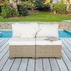 Maui Set of Two Outdoor Armless Sofas, Natural Aged Wicker, Linen White