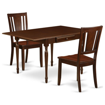 3-Piece Table Set, Small Table, 2 Wooden Dining Chairs