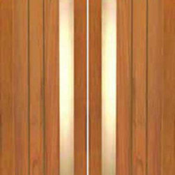 Double Door, Contemporary Grooved Panel with Insulated Matte Glass - Front Doors