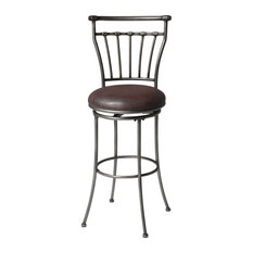 Fashion Bed Group - FBG Topeka Metal Swivel Barstool, Coffee/Silver, 30", C1M020 - Bar Stools and Counter Stools