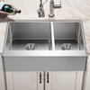 Houzer END-3360 Epicure Series Apron Front 60/40 Double Bowl Kitchen Sink
