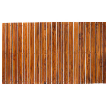 Nordic Style Oiled Extra Large Teak String Mat with Rubber Footing 59″ x 35″
