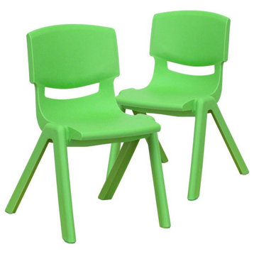Flash Furniture 12" Plastic Stackable Preschool Chair in Green (Set of 2)