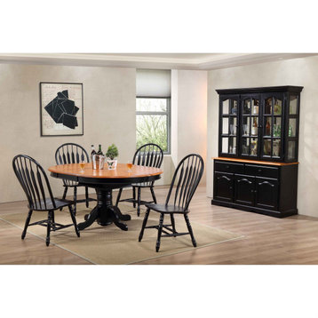 Black Cherry Selections 7-Piece Pedestal Dining Set With China Cabinet