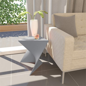 LeisureMod Randolph Modern Plastic Triangle End Table in Gray