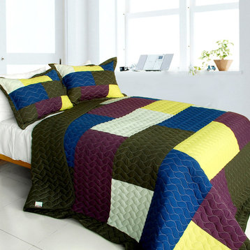 The Thousand and One Nights 3PC Vermicelli-Quilted Patchwork Quilt Set Full/Quee