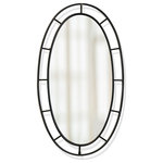 StyleCraft - Distressed Black Oval Metal Mirror 26"W X 47"H X 2"D - Add a bold framed piece made of glass and iron to your master bedroom with the StyleCraft Oval Metal Mirror. This oval shaped mirror has an expandable frame and a sleek silver and black finish. The floor mirror design complements many types of styles, including modern and contemporary.