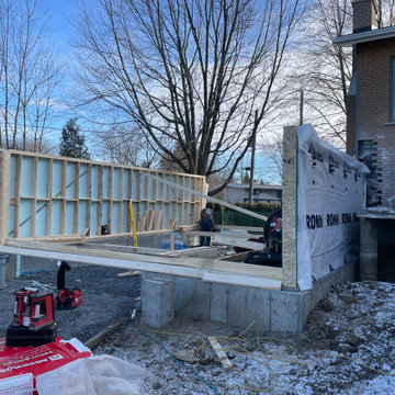 Extension de garage avec véranda au dessus